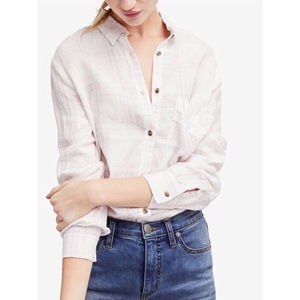 Free People No Limit Plaid Button Down Shirt S New